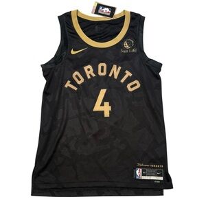 Nike 2022 Toronto Raptors #4 Black & Gold Basketball Jersey